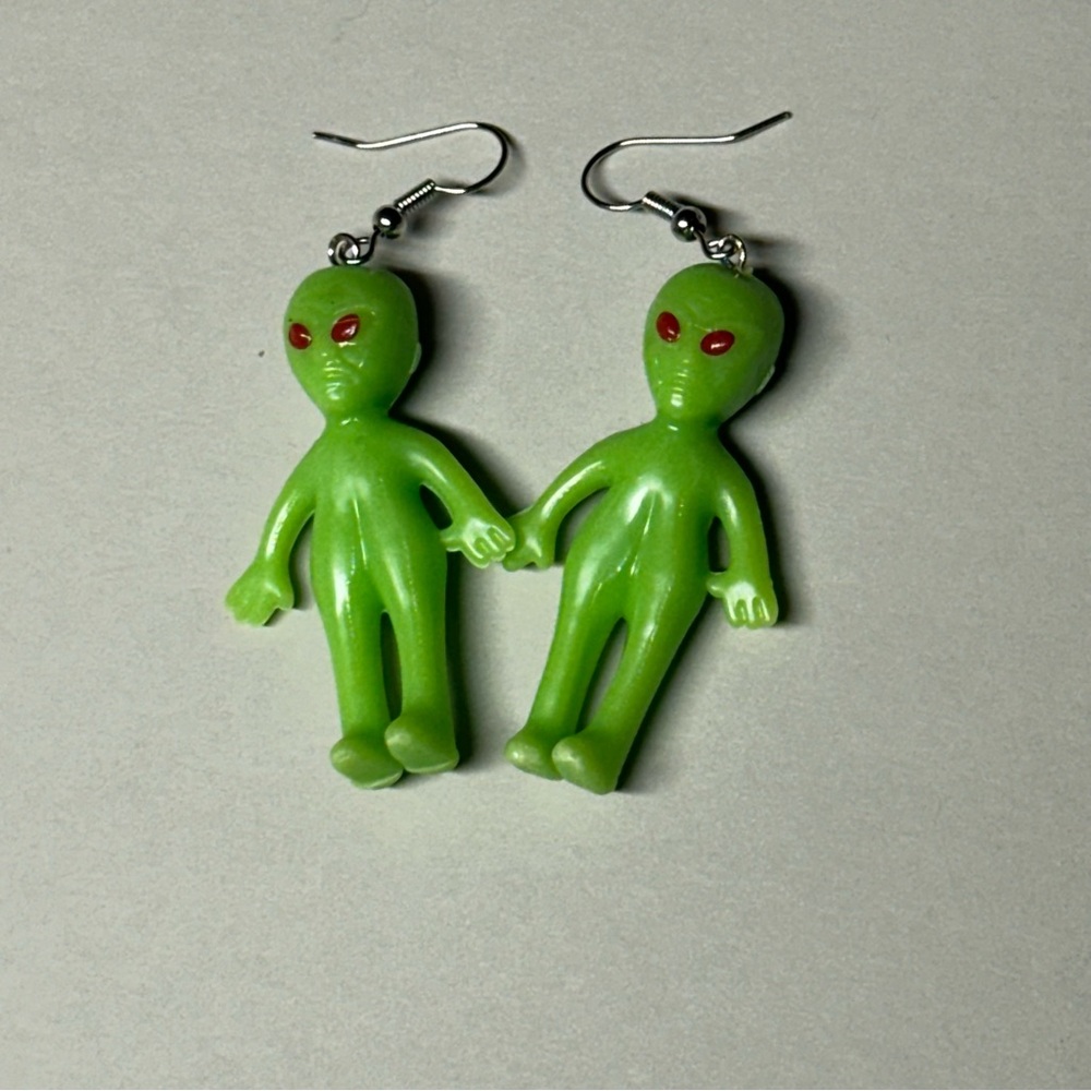 Green Alien Earrings